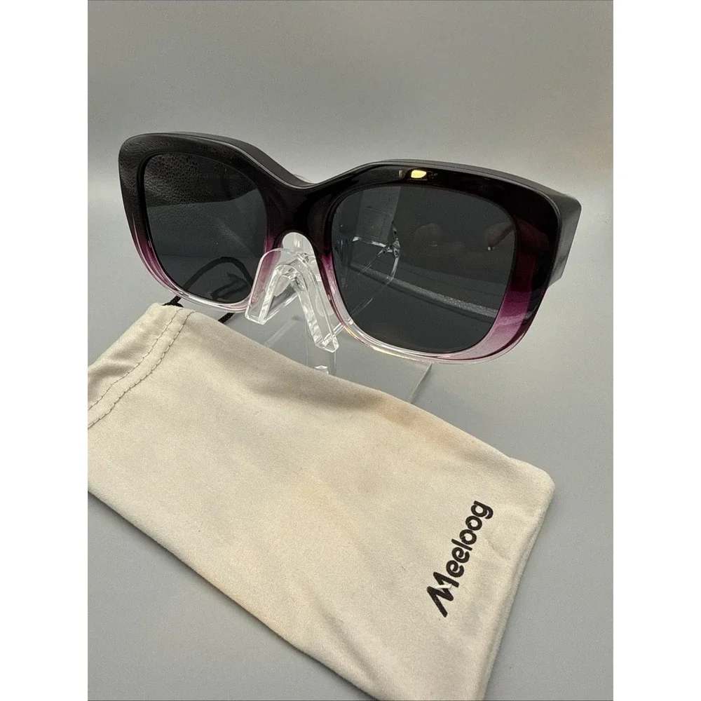 Fit over Meeloog SunGlasses Genuine-Polarized Lenses-Purple Translucent with bag